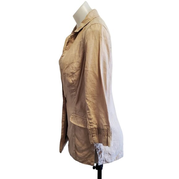 Anthropology Marrakech Beige Linen Chic Jacket Blazer 3/4 Sleeves Size Small - Picture 5 of 9